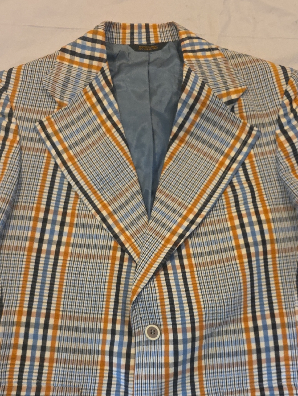 Plaid Sport Coat in Blue and Tan